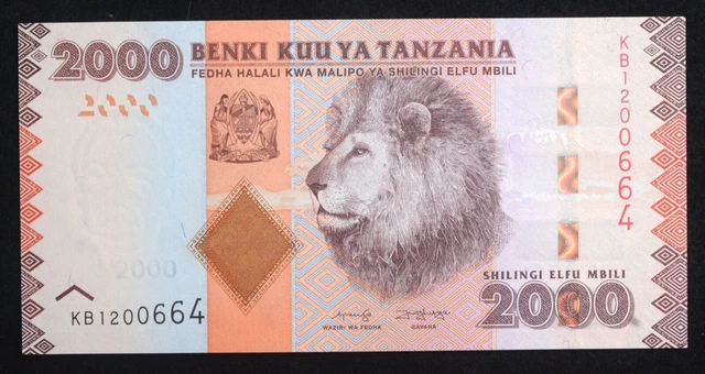 2020 (Nd) Tanzania 2000 Shillings Banknote Crisp Unc