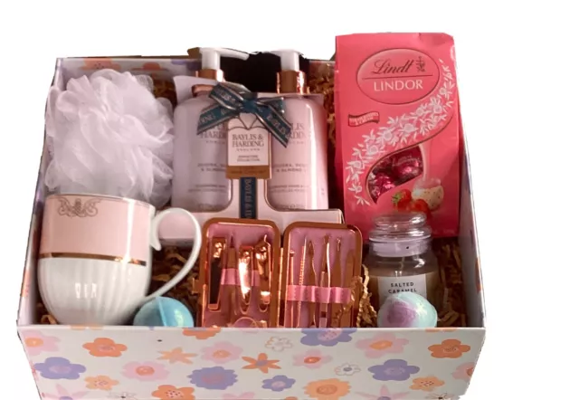 Gift Hamper Salt & Pepper Mug Chocolates Baylis& Harding Manicure set & more