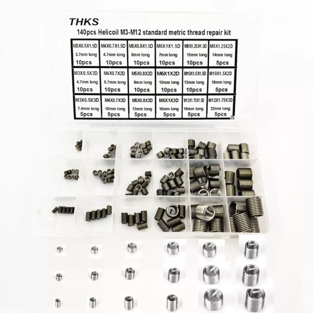Secure Your Threads with 140Pcs Stripped Thread Rethread Helicoil Repair Kit