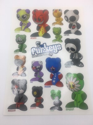 RADICA/Mattel UB Funkeys FunKey personaggio foglio adesivo. 