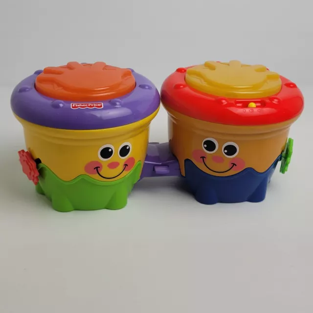 Fisher Price Crawl-Along Drum Roll Bongos Light & Sounds Musical Toy Working