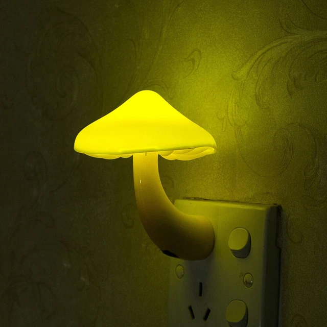 2 Pcs LED Night Lamp Mushroom Lights Nightlight for Kids Child