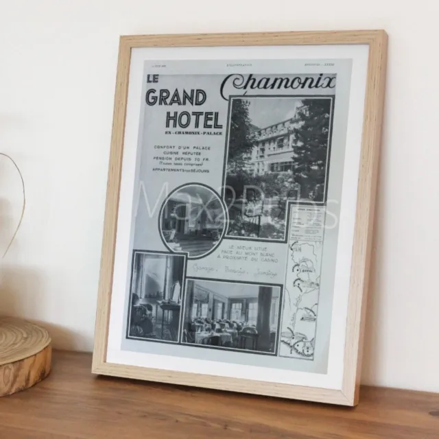 PUBLICITE LE GRAND HOTEL Chamonix - 1930 - ILLUSTRATION ADVERTISING AD FRENCH