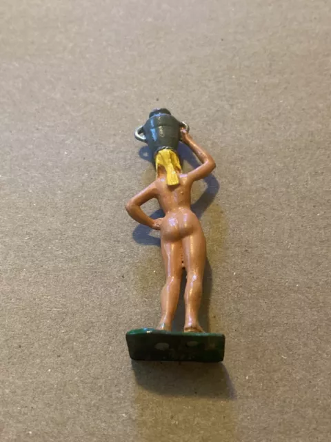 Vintage Miniature Nude Woman Metal Tiny Miniatures Woman With Water Pail Blonde 2