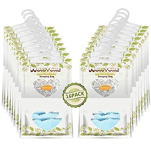 ZSPENG 16 Pack Moisture Absorber & Max Odor Eliminator Hanging Bag 220g Fagra...