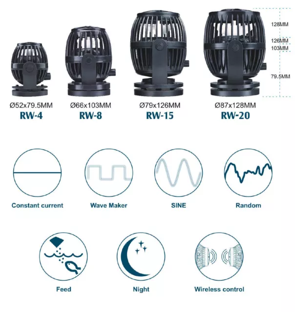 Jebao Wave Maker Create Marine Reef With Controller & Magnet RW4 RW8 RW15 RW20