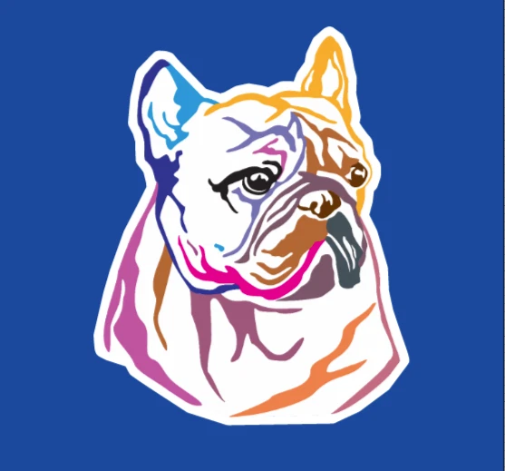 French Bulldog Frenchie Colorful Portrait Art Die Cut Glossy Vinyl Sticker