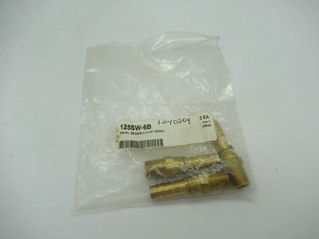 Generic 125SW-6B Swivel 3/8" Barb 1/4 NPT Brass Coupler *Lot of 3* NWB