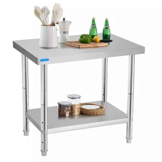 Stainless Steel Table for Prep & Work with Undershelf 24 x 30 Inches NSF Meta...