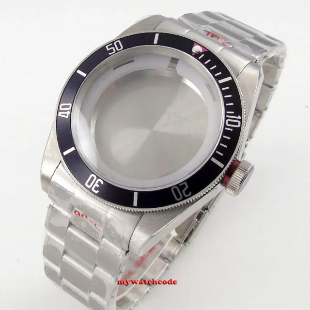 Bow sapphire glass 41mm black Bezel 316L Watch Case Fit Japan NH34A NH35A NH36A