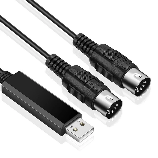 USB MIDI Cable Converter USB Interface to In-Out MIDI Cord Works for PC Lap M1J8