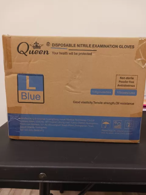 QUEEN Nitrile Gloves -  Blue, Non-Sterile, Powder-Free - Case of 1000 2