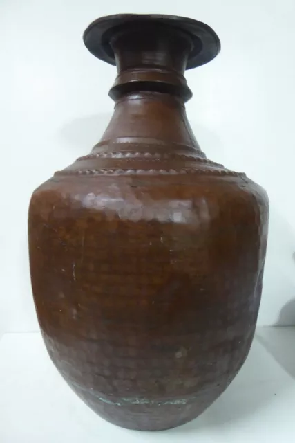 Antique Hand Beaten Persian Eastern Copper Pot Urn Vessel Vase