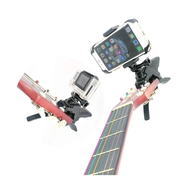 Combo Camera and Cell Phone Music Mount - Ukelele Guitar Headstock Mobile Pho...