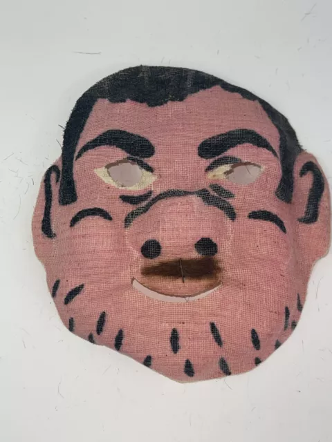 Halloween Mask Paper Gauze Cloth Vintage Original Creepy ! Beislte Old Man