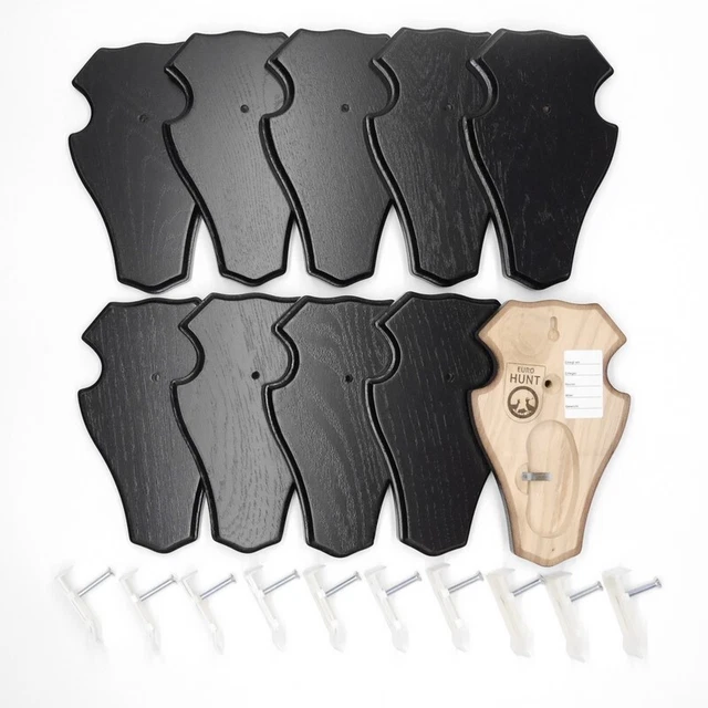 10 Pieza Ciervo Escudo de Trofeo Romo Oscuro Af 18 , 5x11cm 10x Plástico Pinzas