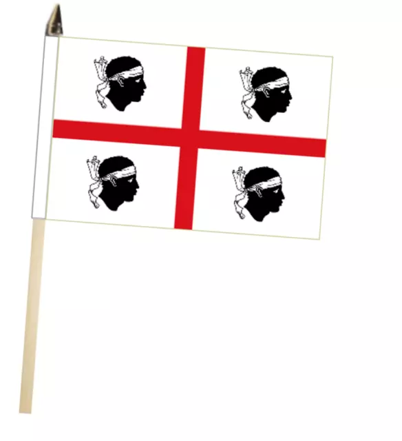 Sardinia Italy Large Hand Flag With Wooden Pole (18" x 12")