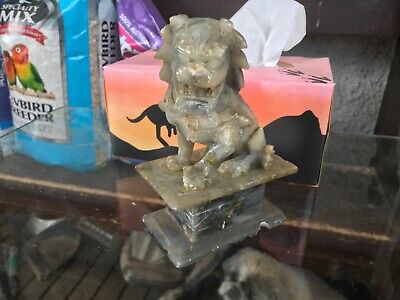 Antique Primitive Hand Crafted Chinese Solid Jade Foo Dog