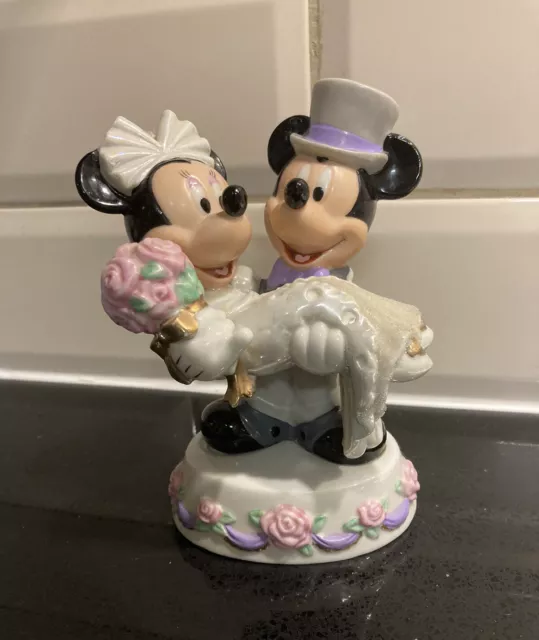 SELTENE Vintage Disney Mickey & Minnie Mouse ""Just Married"" 6,5"" Ornamentfigur
