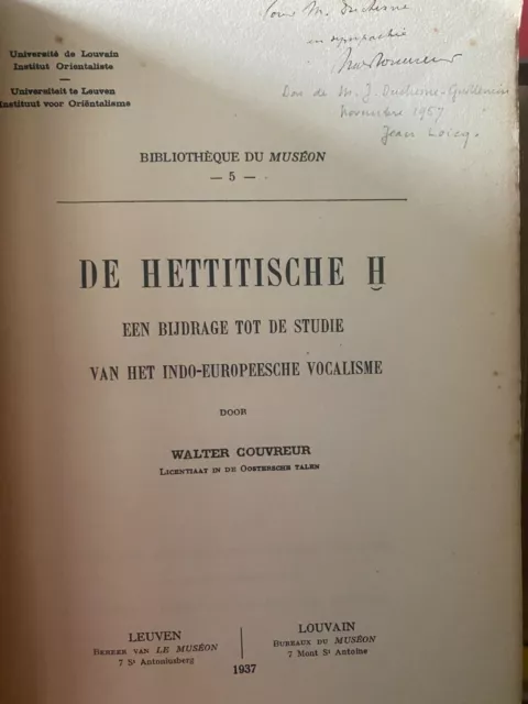 Couvreur, Walter: De Hettitische ? een bijdrage tot de Studie van het Indo-Europ