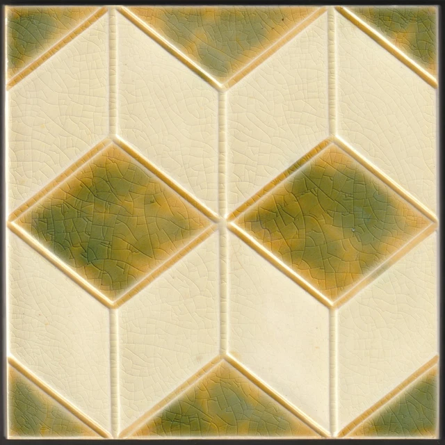 Unusual Antique Early 20th Century Geometric Ceramic Tile Pilkington c. 1900