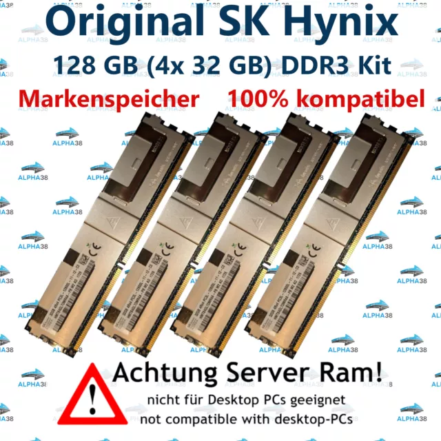 128 GB (4x 32 GB)Lrdimm ECC DDR3-1600 HP HPE Proliant DL380e Gen8 G8 Server