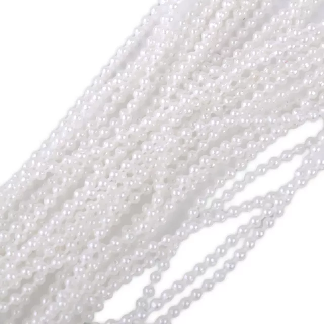 10M 3mm Imitation Perle Perlenkette Weiß Perlenschnur Perlenband Hochzeit ly