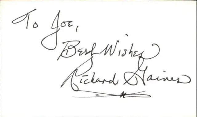 RICHARD GAINES d. 1975 DOUBLE INDEMNITY Signed 3"x5" Index Card