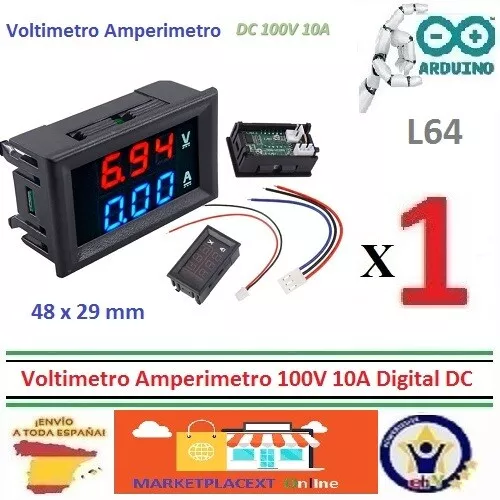 Voltimetro Amperimetro 100V 10A Digital DC con display Rojo Azul voltmeter  L64