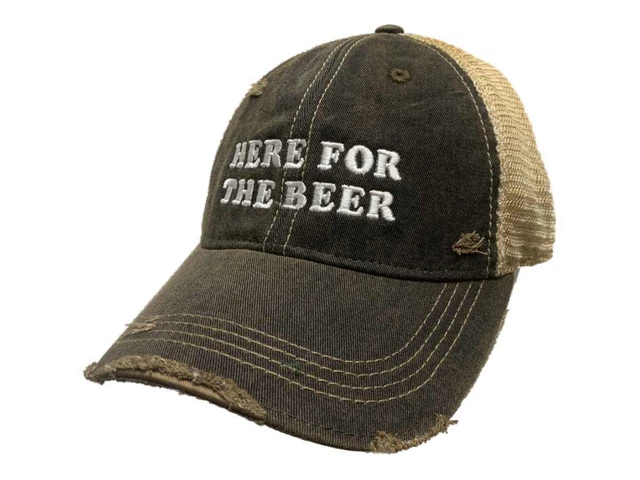 " Here pour La Bière " Original Retro Brand Mudwashed Délavé Maille Adj. Chapeau