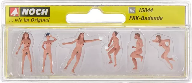 Noch 15844 - 6 x Pre-Painted Nudists volleyball Figures 1/87th =H0/00 Gauge 2ndP