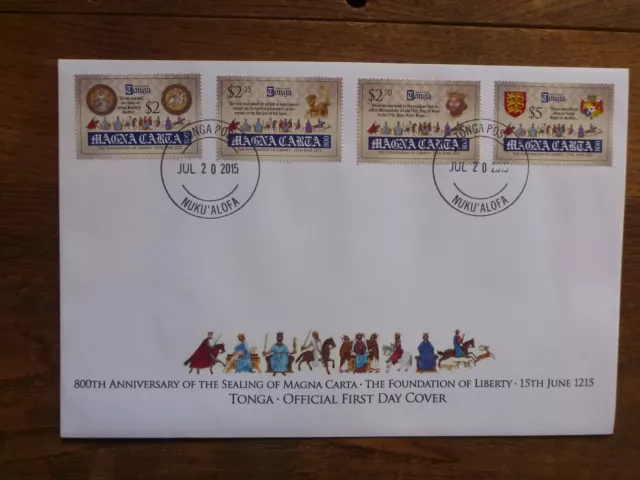 Tonga 2015 Magna Carta Set 4 Stamps Fdc First Day Cover