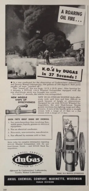 1945 Ad(J10)~Ansul Chemical Co. Marinette, Wis. Dugas Wheeled Fire Extinguisher