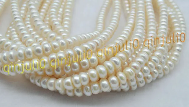 Natural 7-8/8-9/9-10mm Akoya White Freshwater Pearl Rondelle Loose Beads 15"