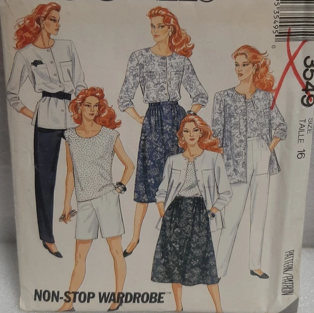 Pantalones cortos camisa McCalls 3549 Misses talla 16 sin cortar FF 1988