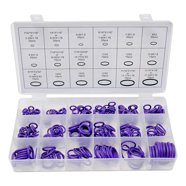Assortimento O-Ring In Gomma Nitrile 270 Pezzi – 18 Misure, Guarnizioni Resistenti A Olio E UV, Kit Riparazione Auto