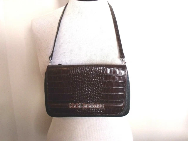 Brighton Shoulder Bag Crossbody Purse - Black & Brown Croco