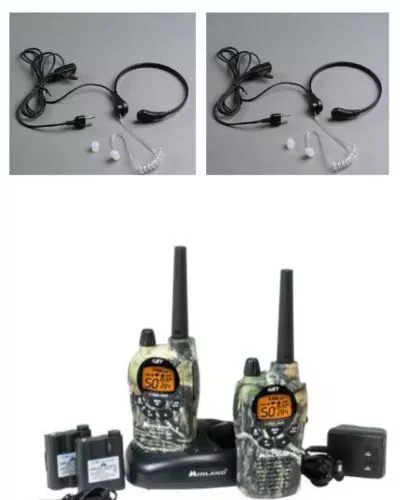 2 Walkie Talkies Midland GXT1050 +2 Laringofonos 56KM 5W Resistant System Vox