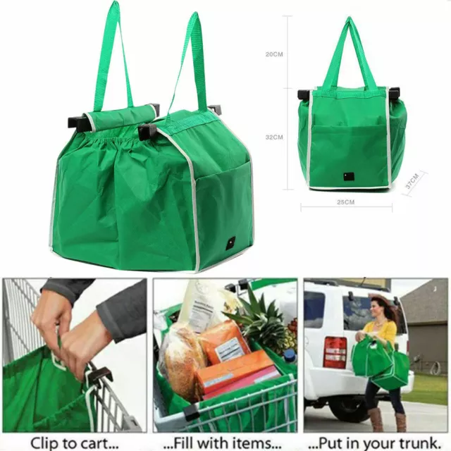 Grocery Large Trolley Clip-To-Cart Supermarket Foldable Reusable Shopping Bags