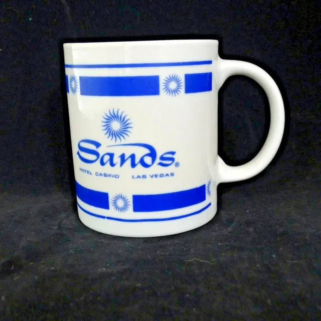 Las Vegas Sands Hotel & Casino Coffee Mug Ceramic 10 Oz White & Blue Vintage