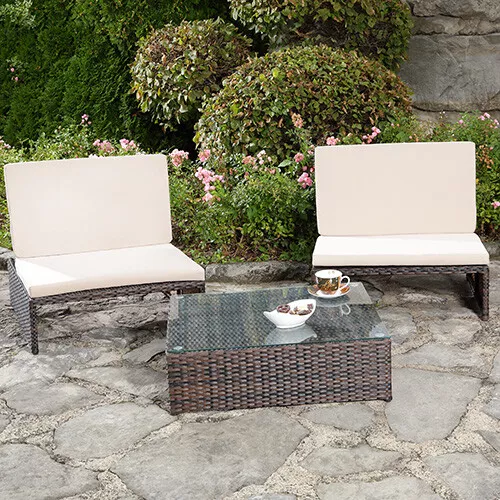 Ensemble de jardin Ensemble de sièges + 2 fauteuils + table Salon Poly Rattan 3