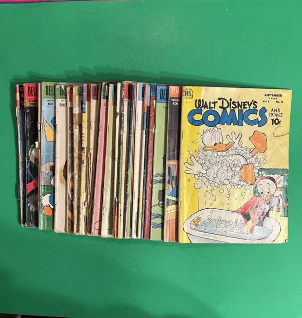 DELL Comics Lot Of 24 Comics 1948-64 Walt Disney Comics Mickey Mouse 👀🔥