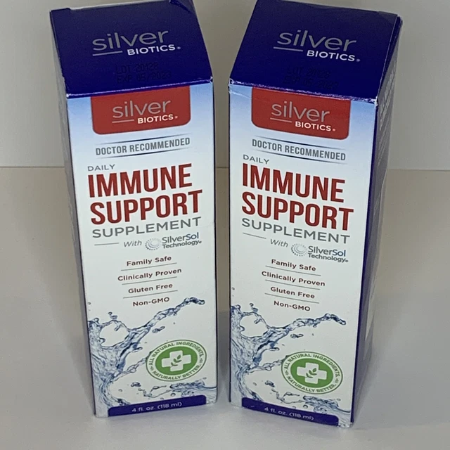 2X Silver Biotics IMMUNE SUPPORT Supplement By American Biotech Labs 4 Oz 5/23