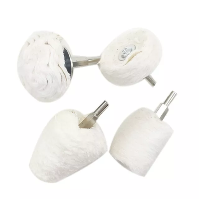 4 Pcs Buffing Wheel Wool Polishing Pad Furniture White Cloth