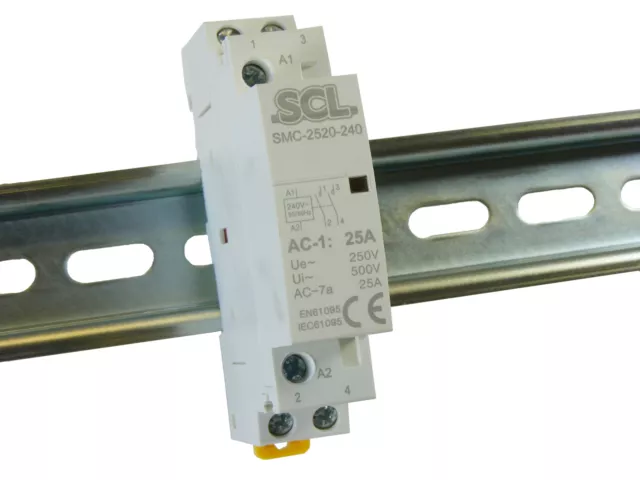 Din Rail Contattore Modulare 25 Amp 2 Poli NORMALMENTE CHIUSO 240v Bobina