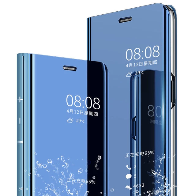 For Huawei Honor 8X Max Clear View Case Smart Flip Leather Mirror Stand Cover