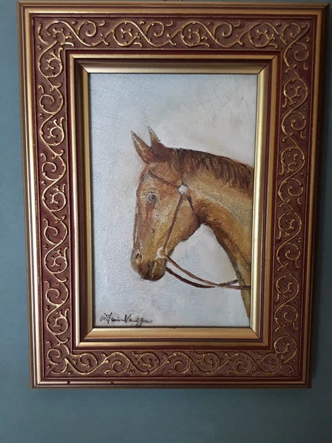 QUADRO DIPINTO OLIO firmato equestre cavallo stile Stubbs antico ...