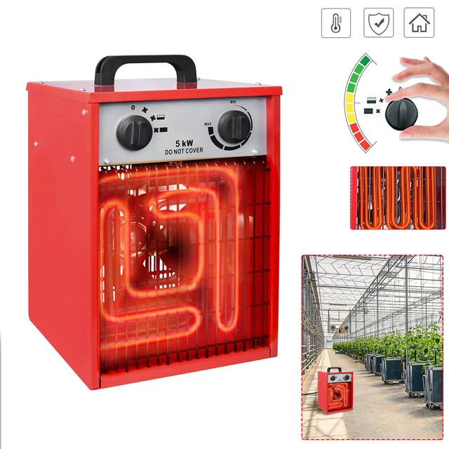 5kW Elektroheizer Bauheizer Heizlüfter Elektroheizung Heizgerät Heizung Rot 400V