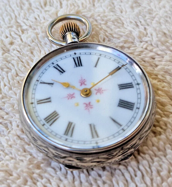 Montre De Poche Russe Ancienne - Mécanique, Argent, émail Bleu, 47 Mm, état De Marche