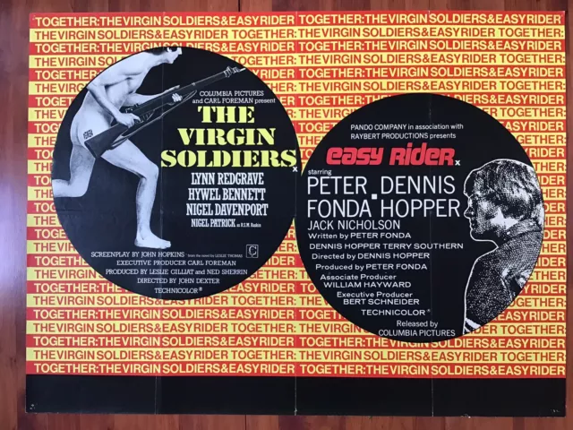 EASY RIDER / THE VIRGIN SOLDIERS. UK Quad. Double Bill Original. Peter Fonda